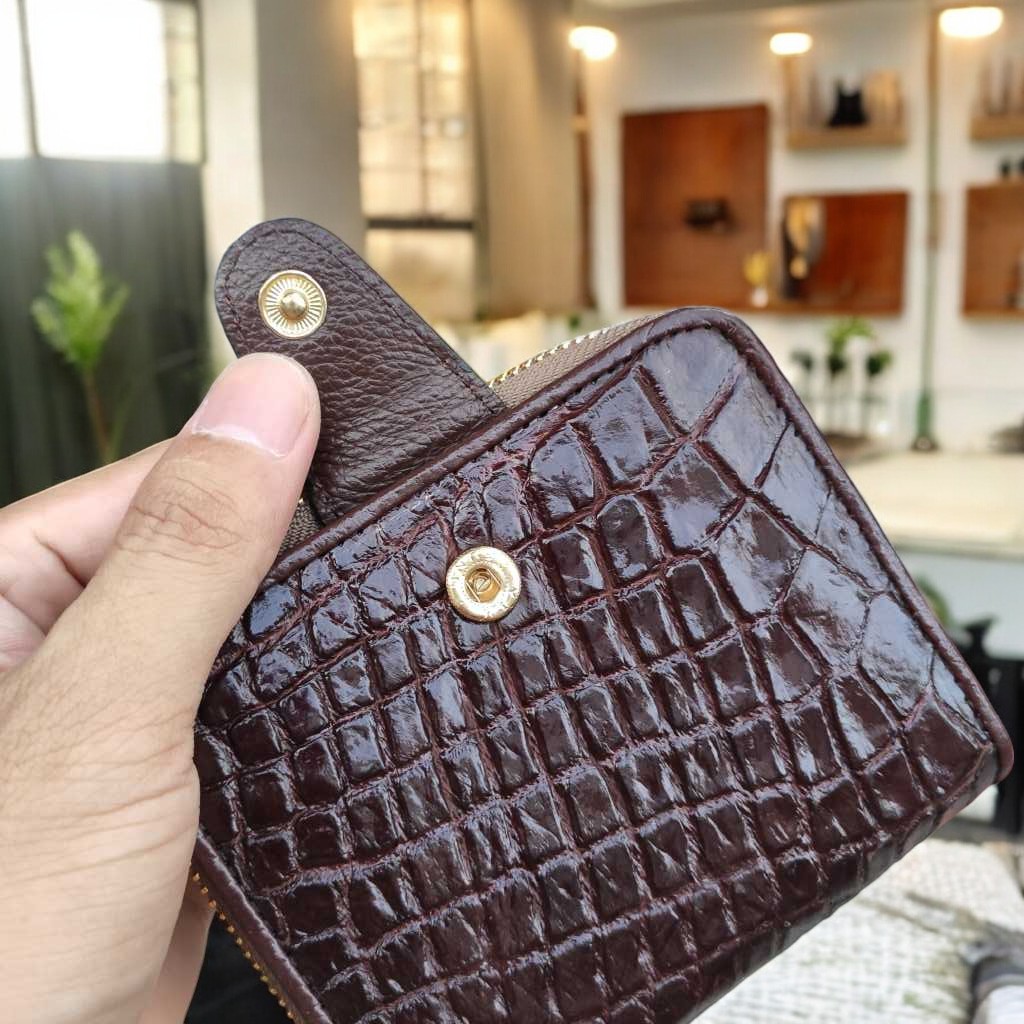 Ví nữ mini Da bụng cá sấu màu nâu đẹp nhẹ nhàng!