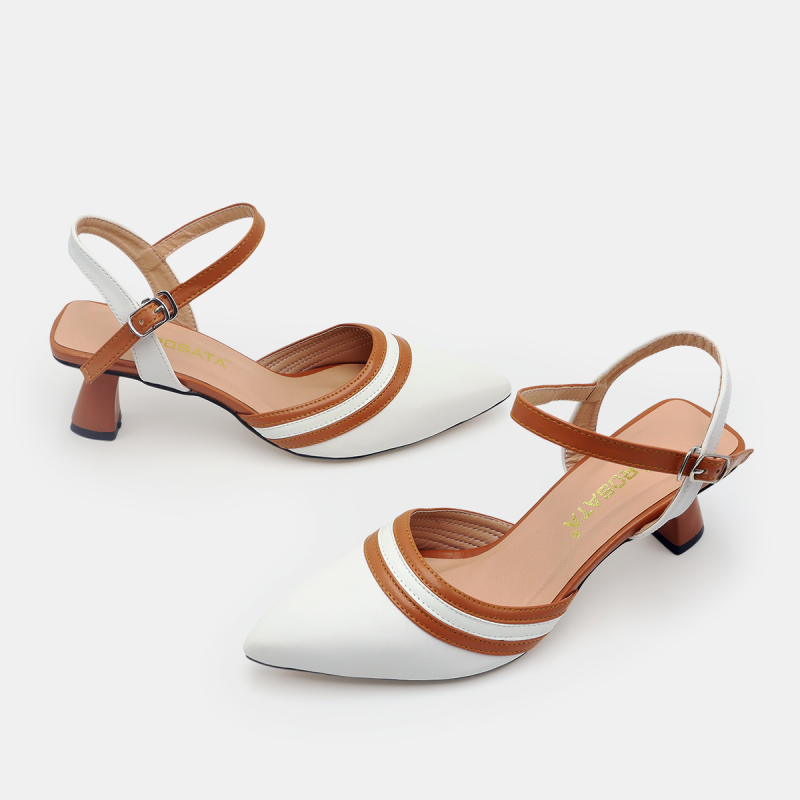Giày sandal nữ cao gót đế cao 5 phân hàng hiệu rosata hai màu đen trắng ro544