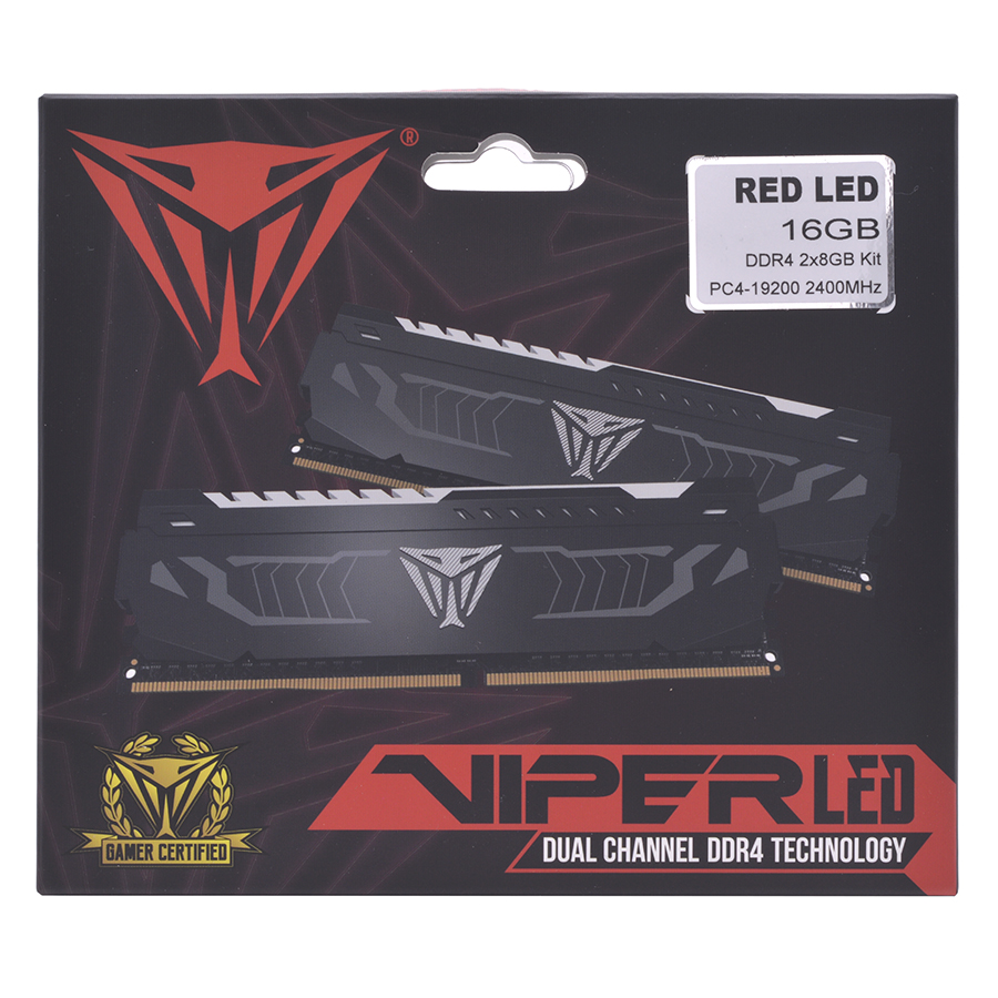 Bộ 2 Thanh RAM PC Patriot VIPER 8GB DDR4 2400mHz RED LED - Hàng Chính Hãng