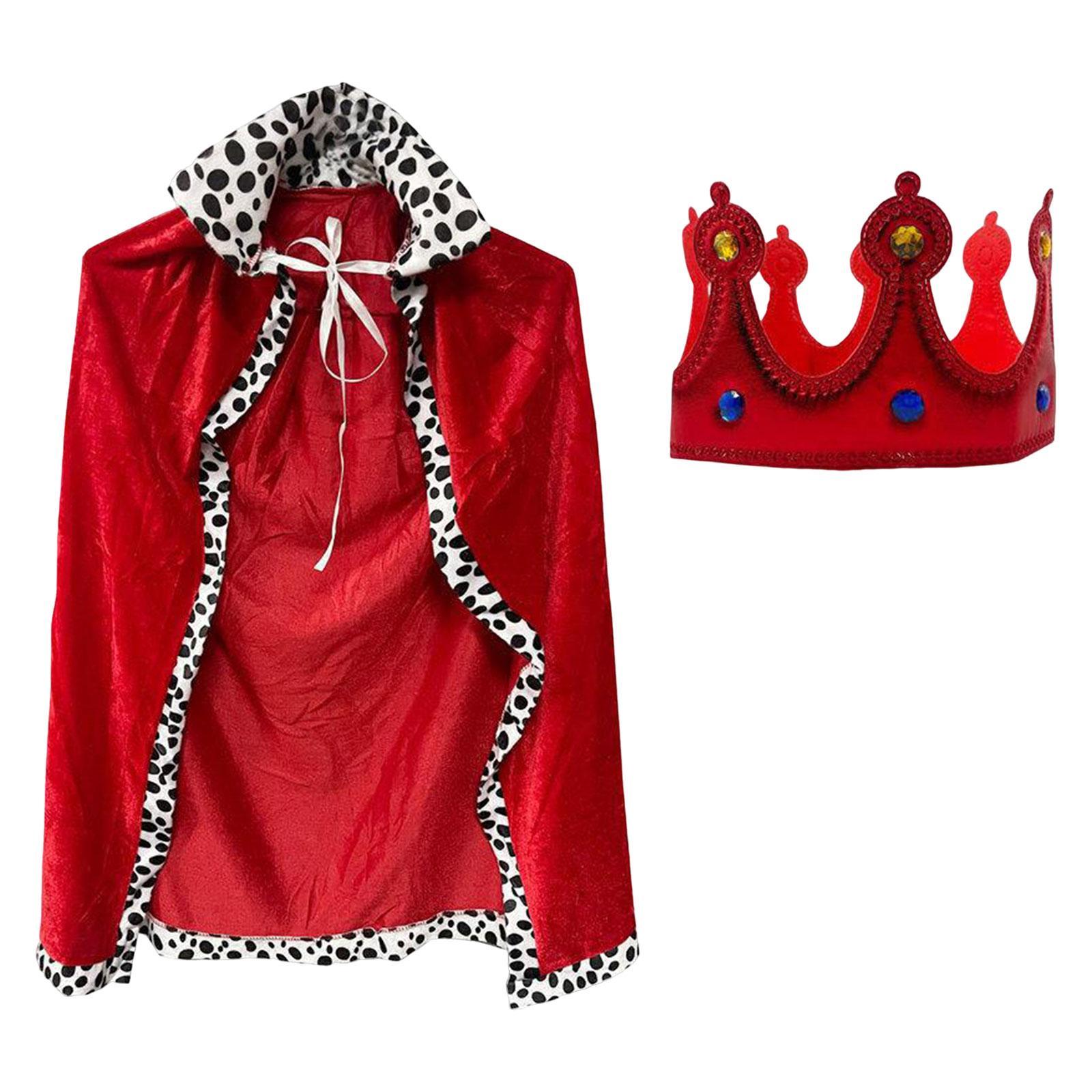King Robe and Crown Halloween Costume Cosplay Children Girls Boys Cloak