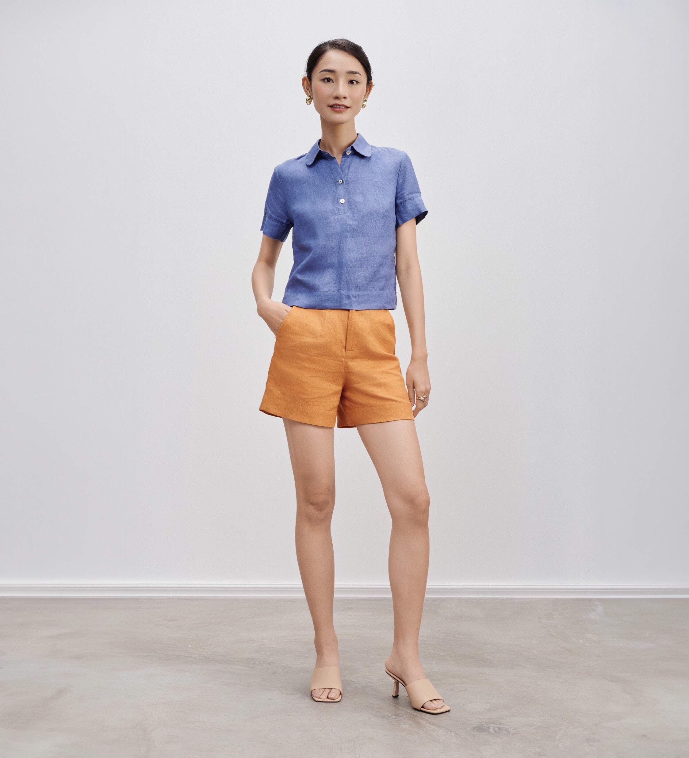 Áo Sơ Mi Croptop Linen Thạch TOP195 thời trang thiết kế Hity