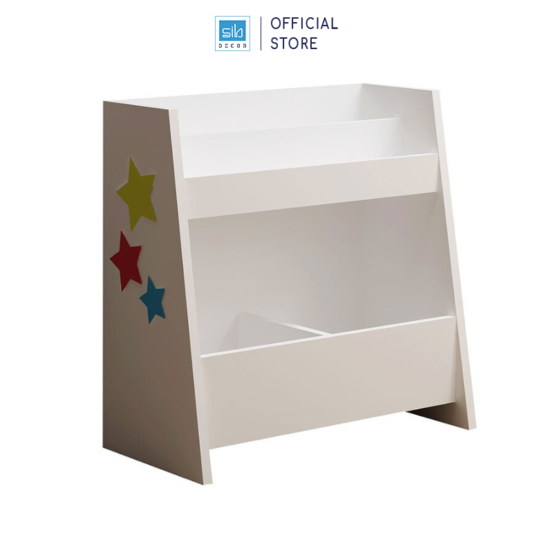 Kệ Gỗ Cho Bé Montessori Nhiều Ngăn, Để Sách Vở Và Đồ Chơi Màu Trắng SIB Decor TCB07