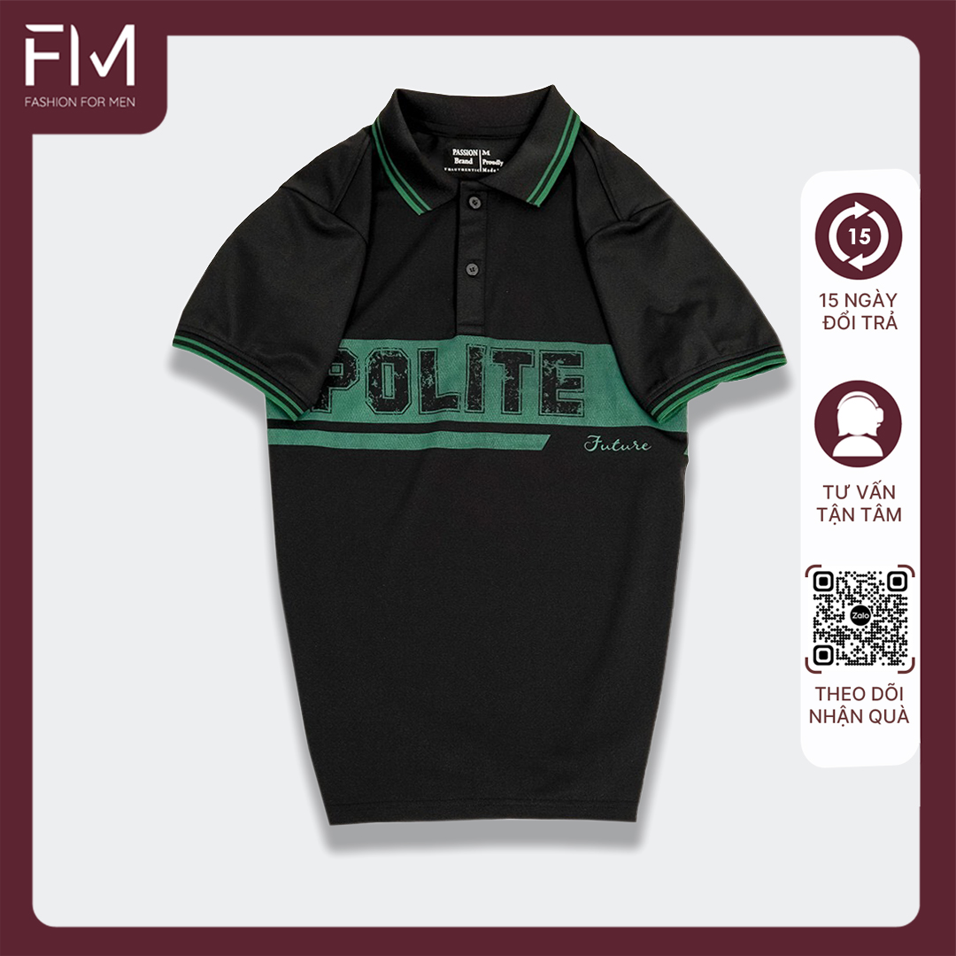 Áo thun polo nam, chất vải Poly thoáng mát co giãn 4 chiều, chống bám bụi, thiết kế bo phối sọc - FORMEN SHOP - FMPS209