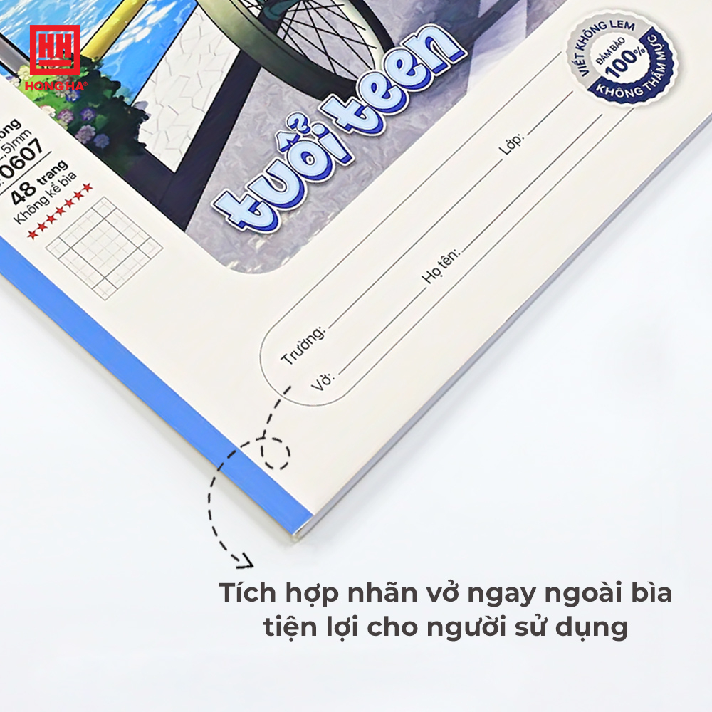 Vở 4 ô ly 48 trang Hồng Hà School Tuổi Teen - 0607