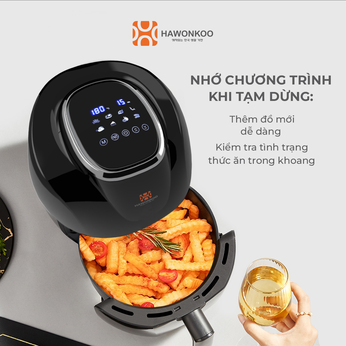Nồi Chiên Không Dầu Điện Tử HAWONKOO AFH-045 4,5 Lít 1500W Hàng Chính Hãng Bảo Hành 12 Tháng - Thương Hiệu Hàn Quốc