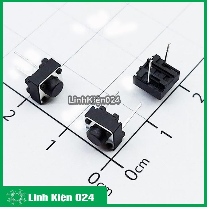 Bộ 10 Nút Nhấn 2 Chân Vuông Đen 6x6x5mm