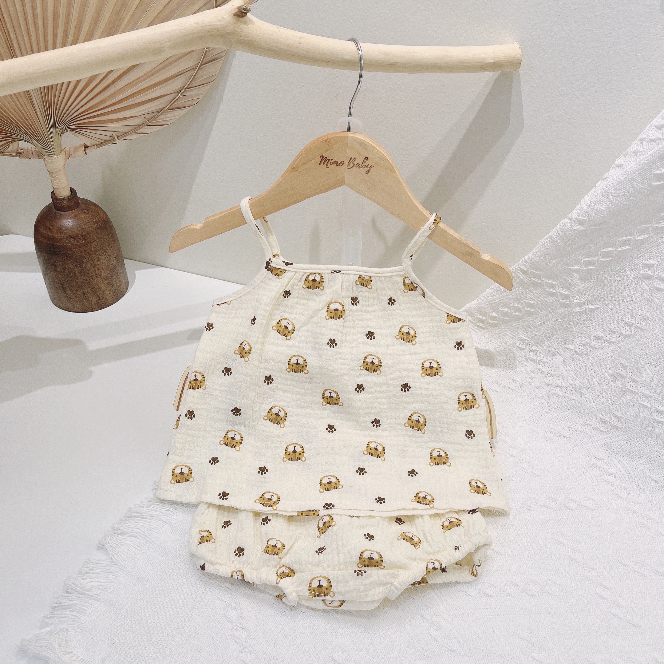 Bộ xô muslin 2 dây đáng yêu Mimo Baby cho bé QA25