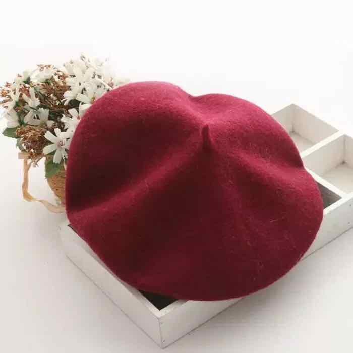 1 mũ nồi beret thời trang nam nữ màu đỏ