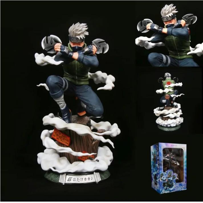 Mô Hình Figure Naruto Kakashi phóng tiêu đứng gỗ 29cm