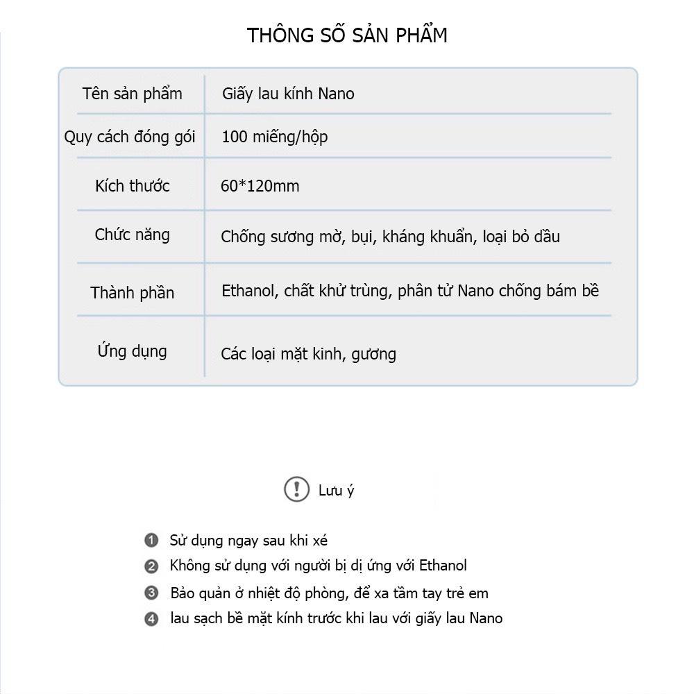 Khăn Lau Kính Nano Hộp 100 Miếng Khăn Giấy Chống Bám Hơi Nước, Giấy Lau Kính Chống Mờ Sương, Mồ Hôi, Chống Nhờn