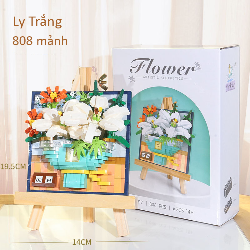 Mô hình lắp ráp bức tranh hoa 3d, xếp hình khung ảnh hoa trang trí nhà cửa