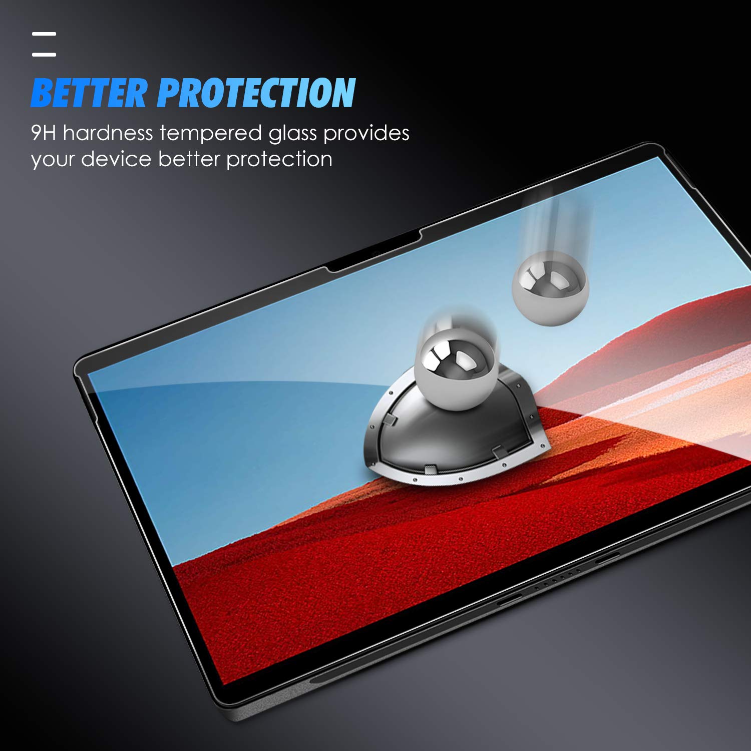 Kính cường lực Surface Pro X độ cứng 9H bảo vệ cực tốt