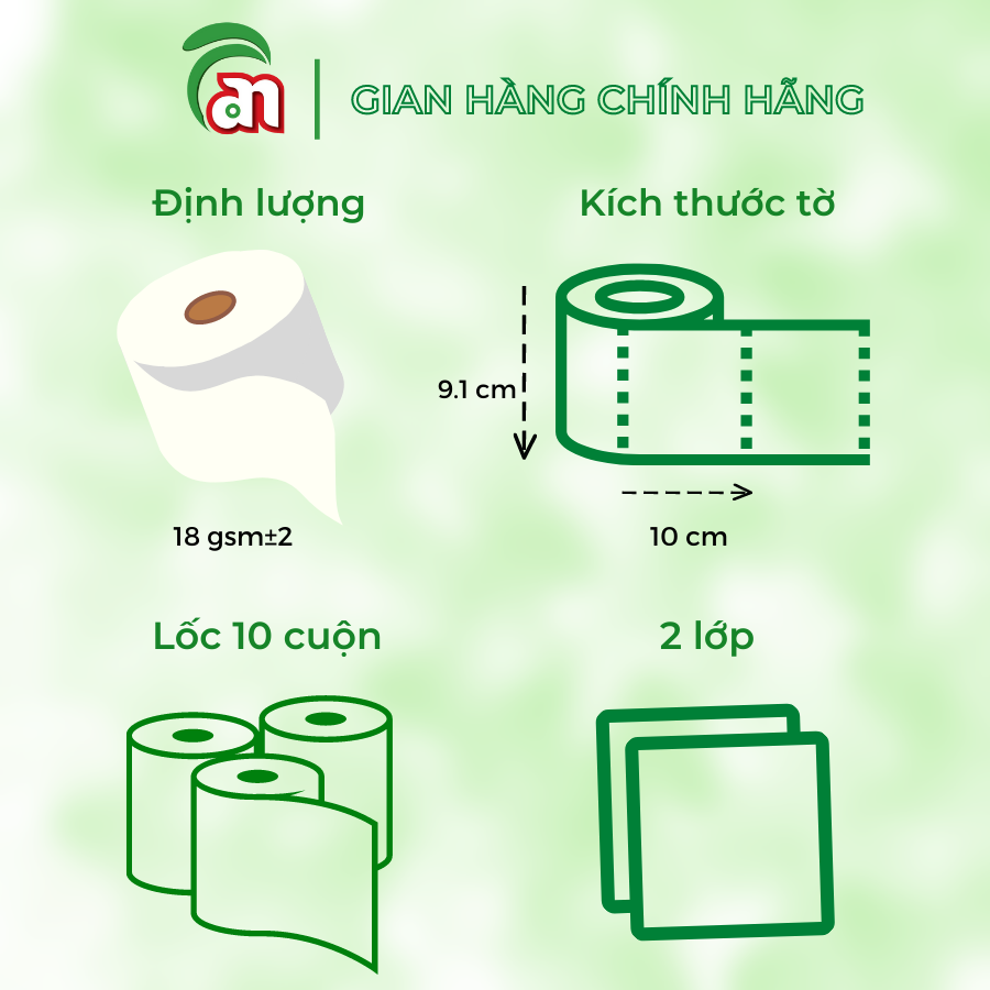 Giấy vệ sinh cuộn nhỏ có lõi đóng cặp giá rẻ, dễ tan Thiên An 2 lớp 5 cặp/lốc - Thiên An Nam paper