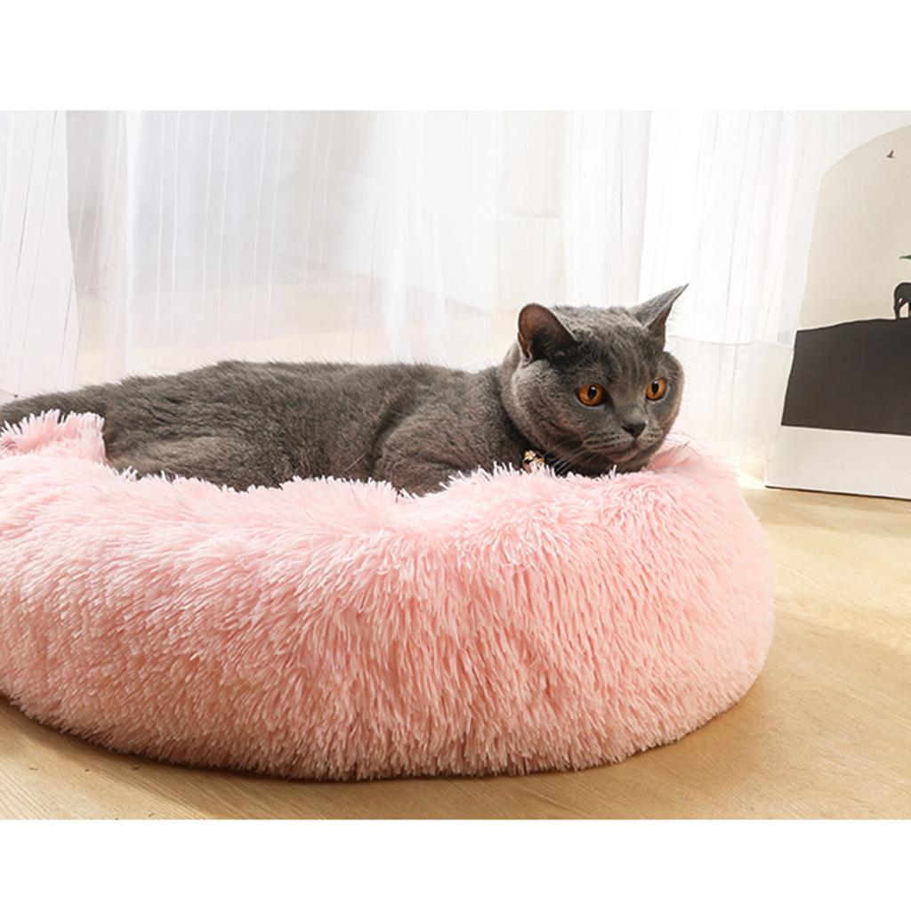 Pet Dog Sleeping Bed Indoor Pet Round Cozy Comfort Bed Nest Pink-40cm