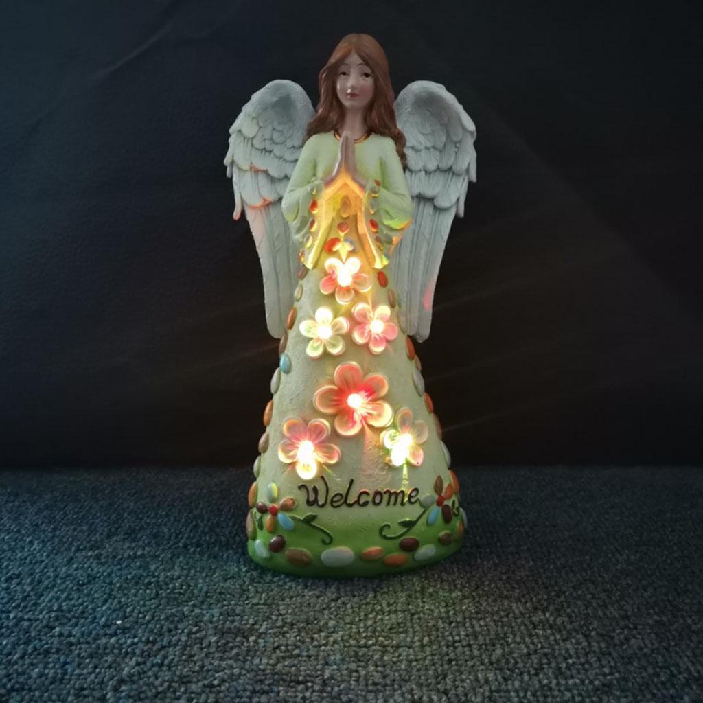 Garden Solar Angel Statue Sculpture with LEDs Lights Angel Figurine Ornament