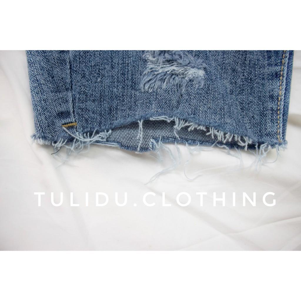 Quần Jeans Ngố Lửng Nữ Lưng Cao Rách Tulidu Hàng Cao Cấp Quần Bò Ngố Nữ Co Giãn Nâng Mông KB725.142