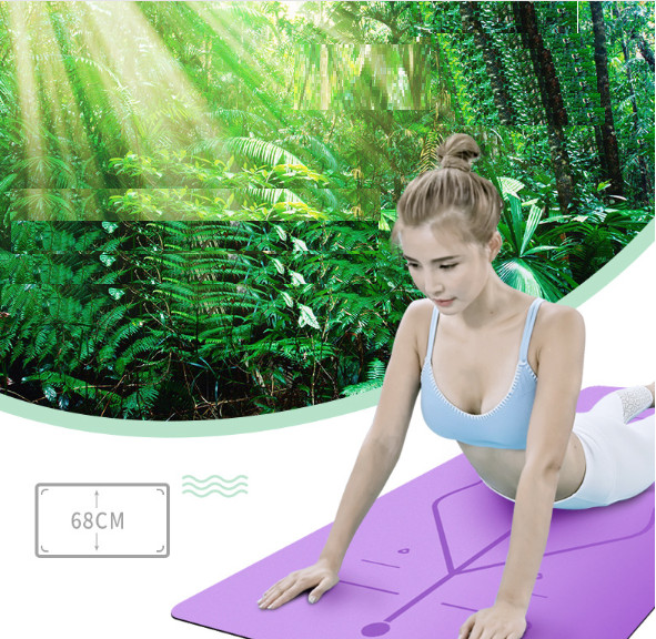 Thảm tập yoga định tuyến PU cao su tự nhiên chống trơn trượt thấm hút mồ hôi + Dây Buộc Thảm Yoga Chuyên Dụng + Túi Đựng Thảm Cao Cấp Có Quai Đeo