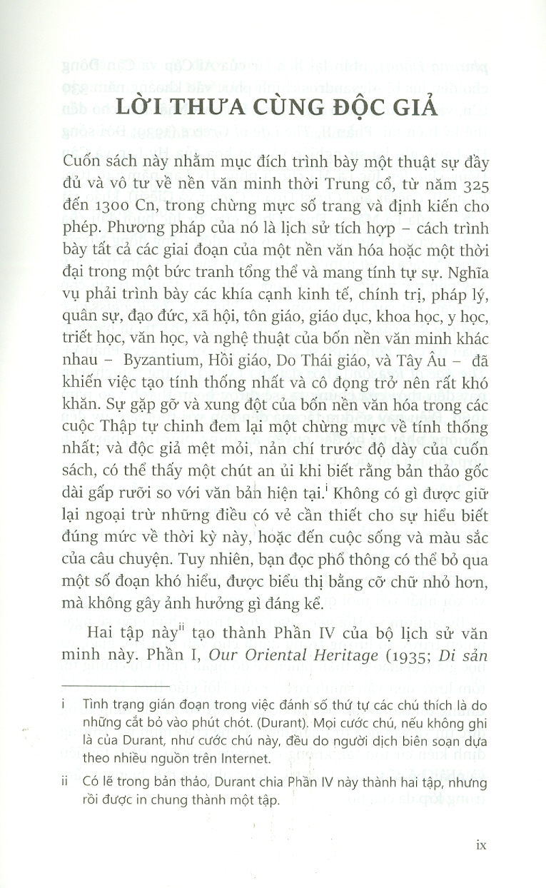 Lịch Sử Văn Minh Thế Giới- Phần IV: THỜI ĐẠI ĐỨC TIN, Tập 5: ĐỜI SỐNG TINH THẦN TRONG THẾ GIỚI THIÊN CHÚA MIỀN TÂY