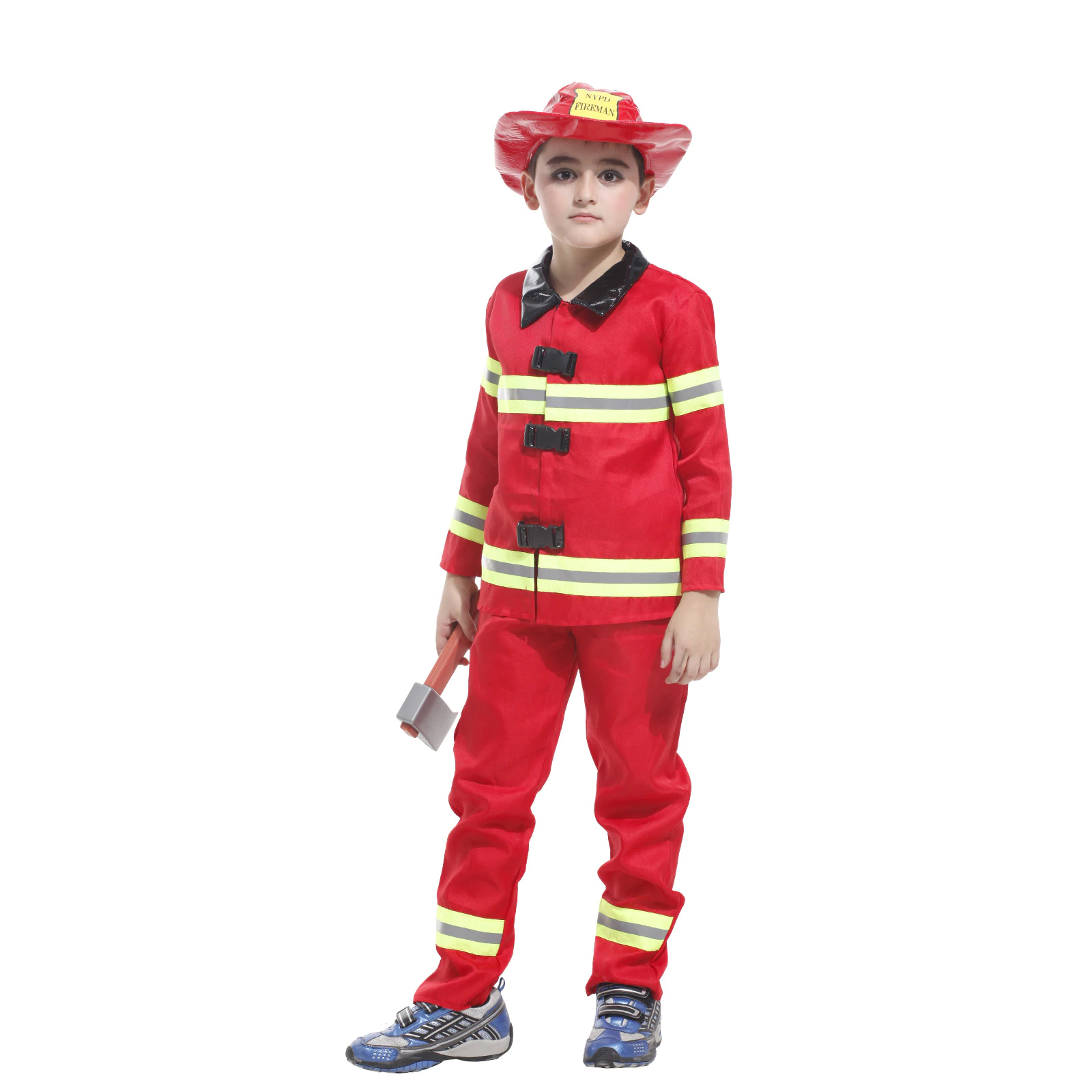 Bộ quần áo hóa trang Lính cứu hỏa Fireman sọc dạ quang cho bé chơi Halloween