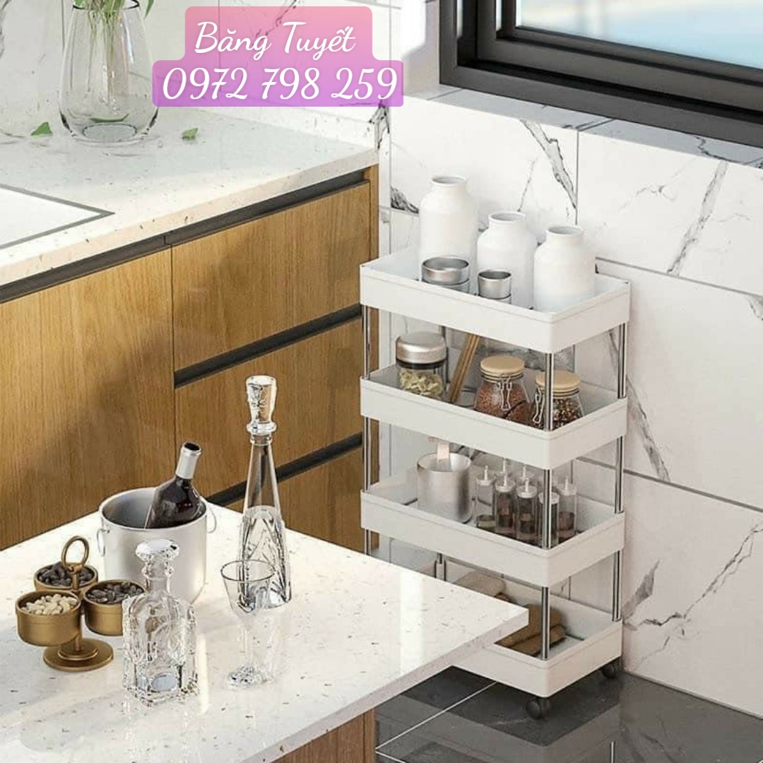 KỆ 4 TẦNG CÓ BÁNH XE HÀNG LOẠI ĐẸP, KỆ ĐA NĂNG CHẤT LƯỢNG