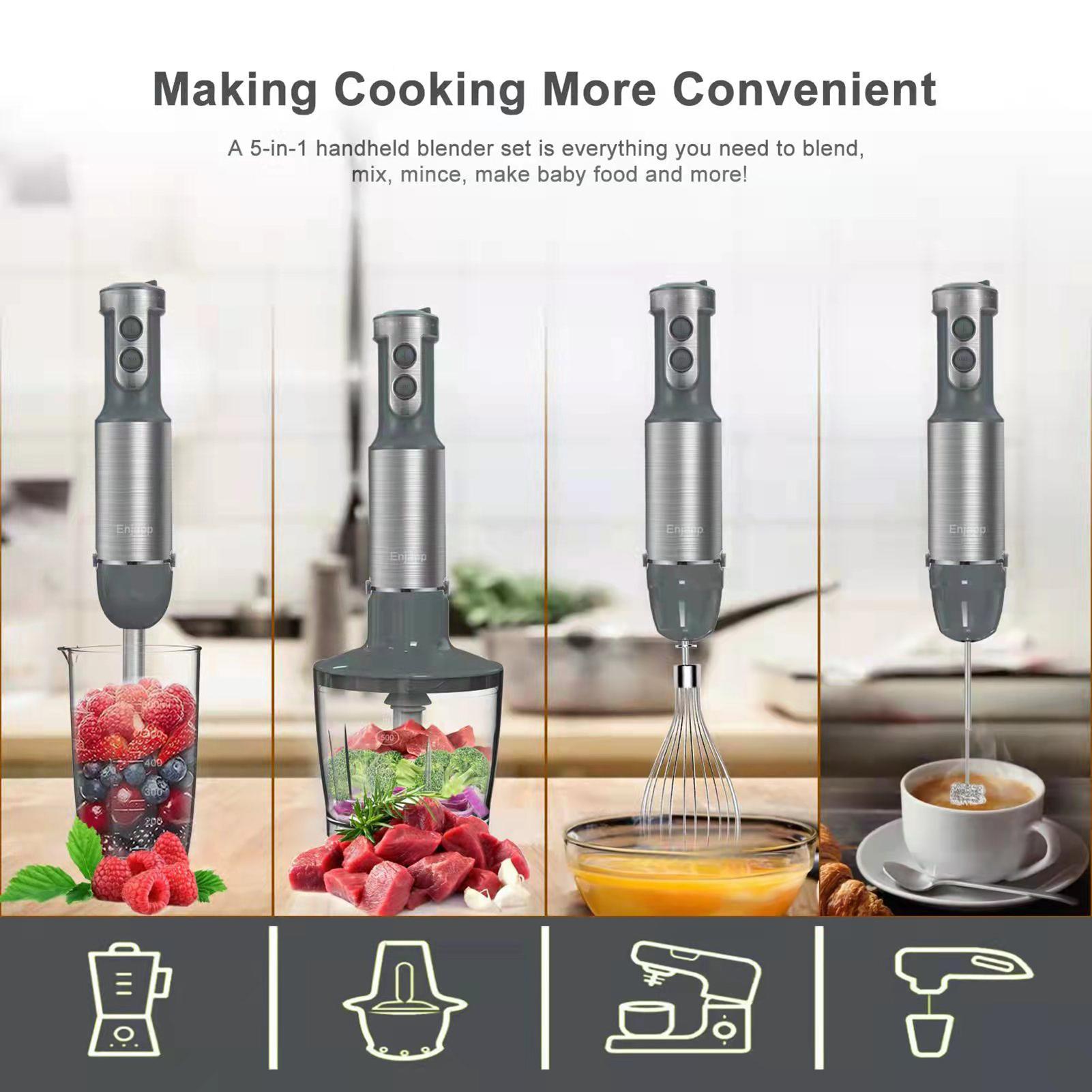 Máy Xay Sinh Tố Cầm Tay Đa Chức Năng 5 Trong 1 Với Máy Đánh Trứng 6 Tốc Độ Điều Chỉnh Cho Nhà Bếp