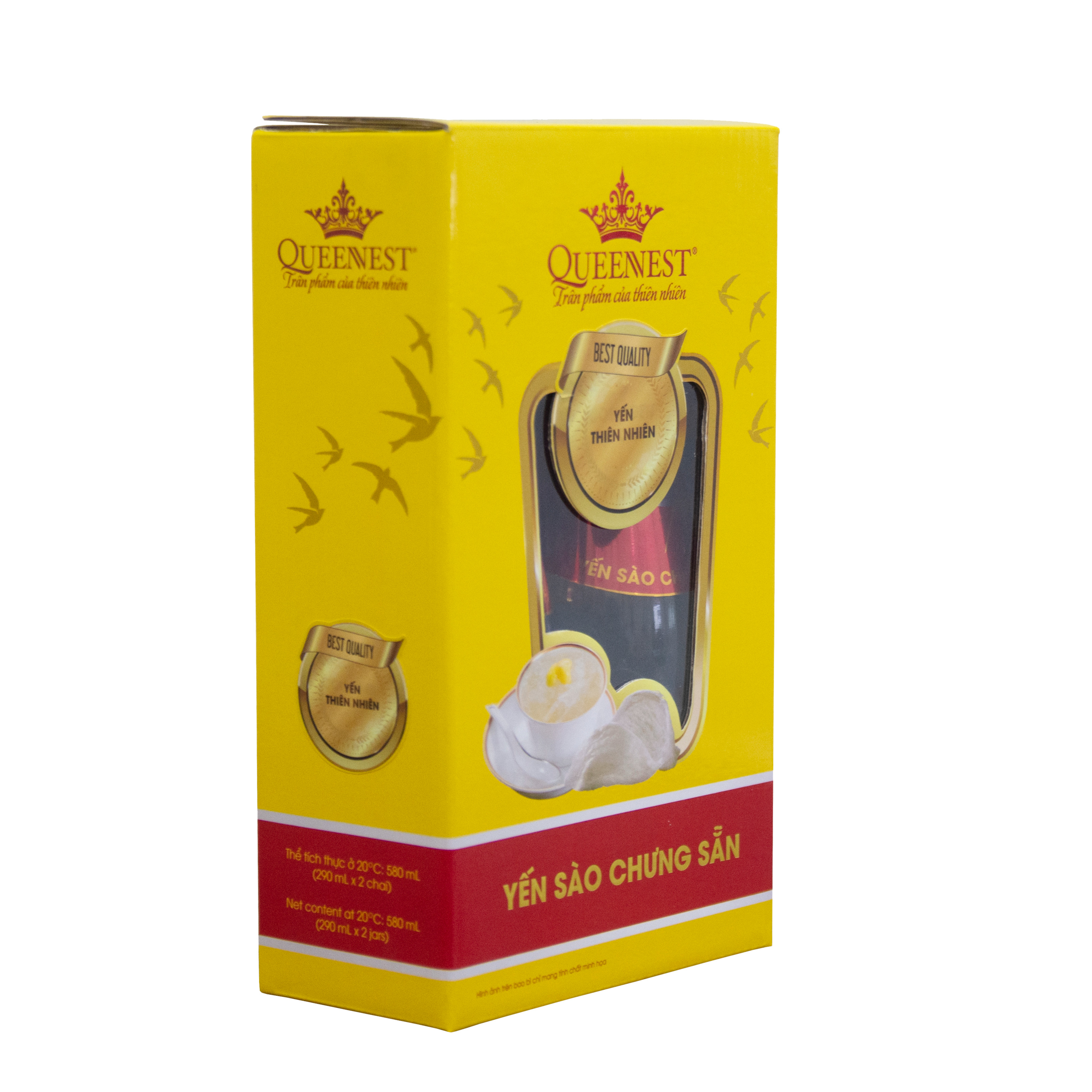 Yến sào chưng sẵn QUEENNEST 7% Hương dưa lưới (2 Chai x 290ML)