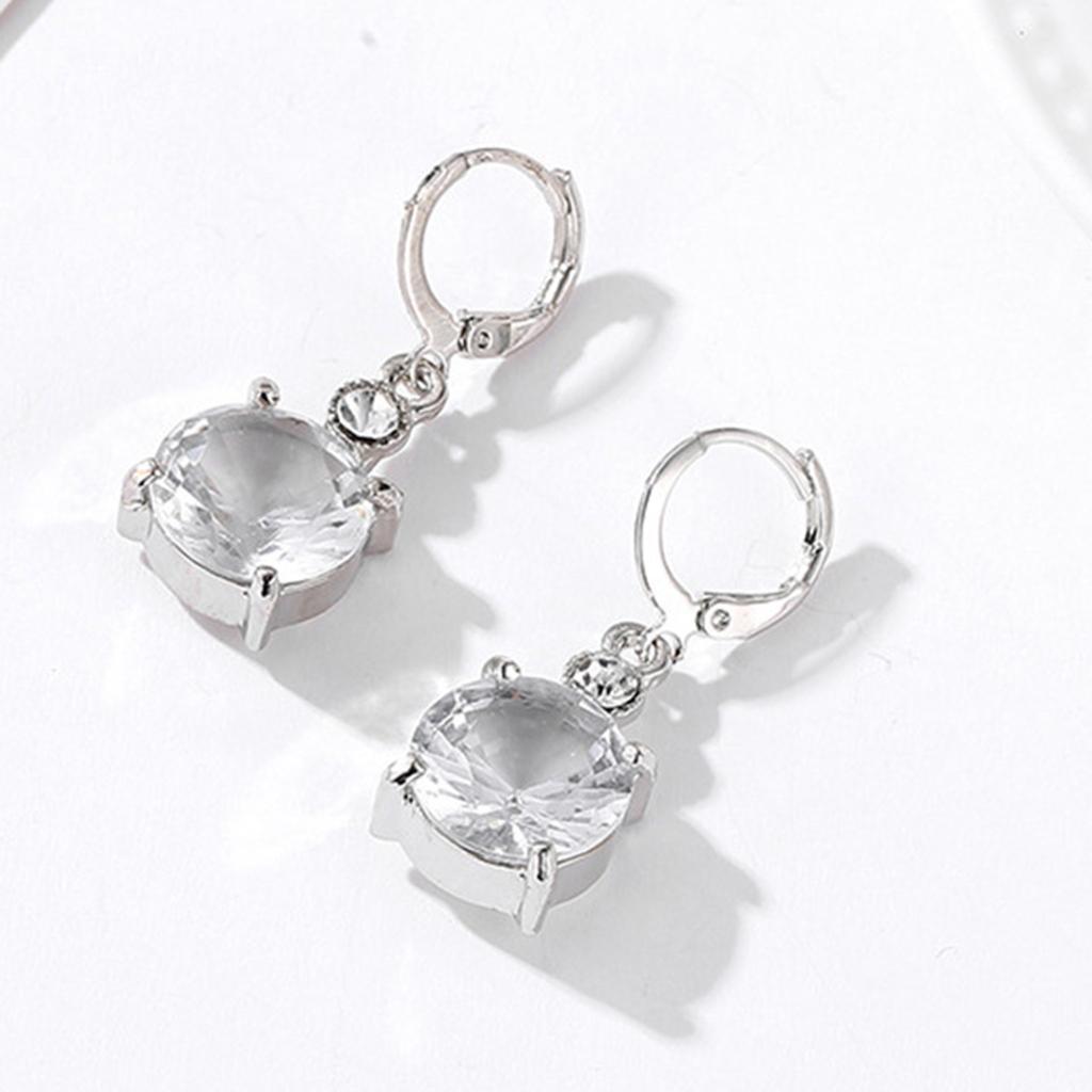 Round Zircon Crystal Crystal Bridal Pendant Necklace Earrings Jewelry Sets