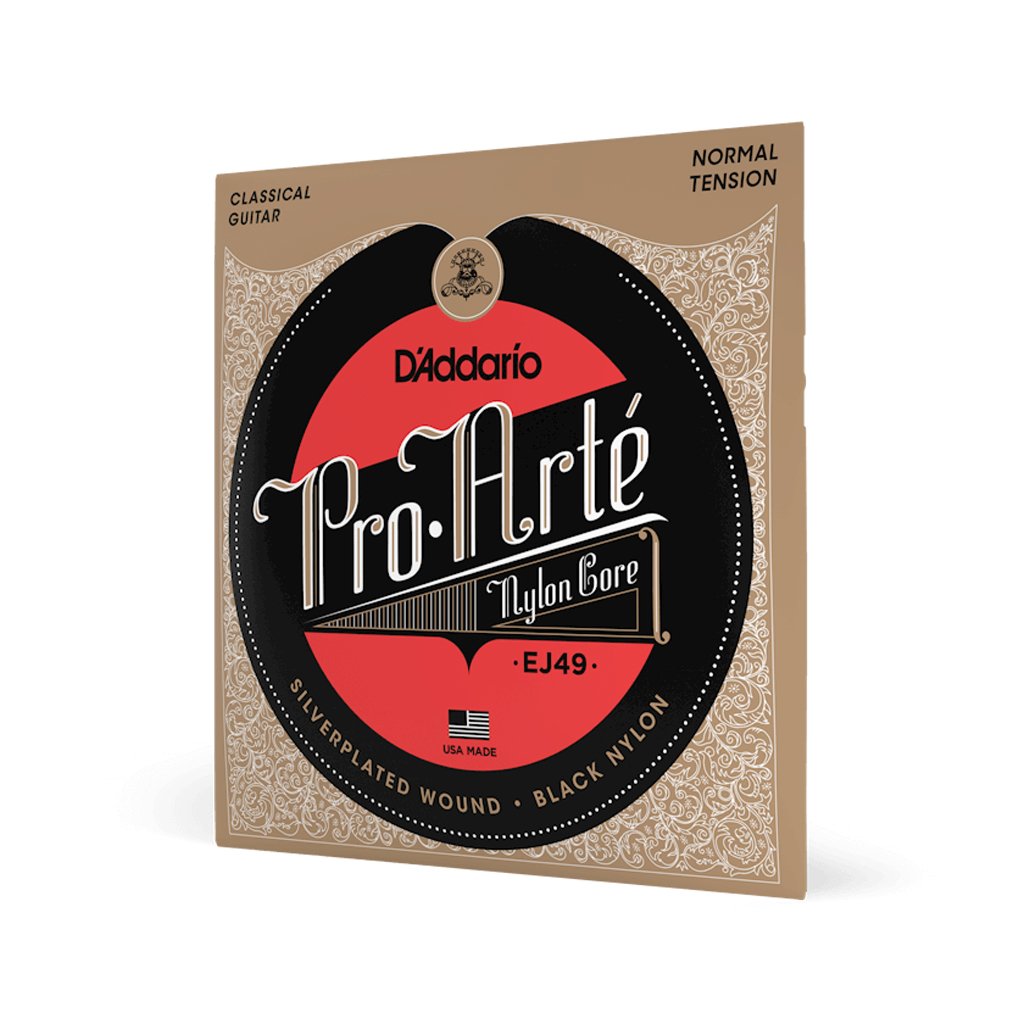 Bộ dây đàn Guitar Classic/ Classical Guitar String Set - D'Addario EJ49 - Pro-Arte Nylon Core, Normal Tension, Silverplated Wound, Black Nylon - Hàng chính hãng