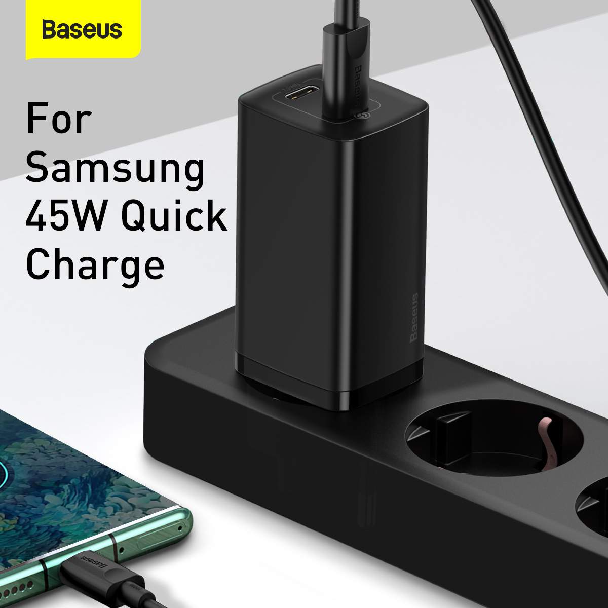 Củ sạc Baseus Travel Charger GaN2 Lite Quick Charger C + C 65W Hàng nhập khẩu