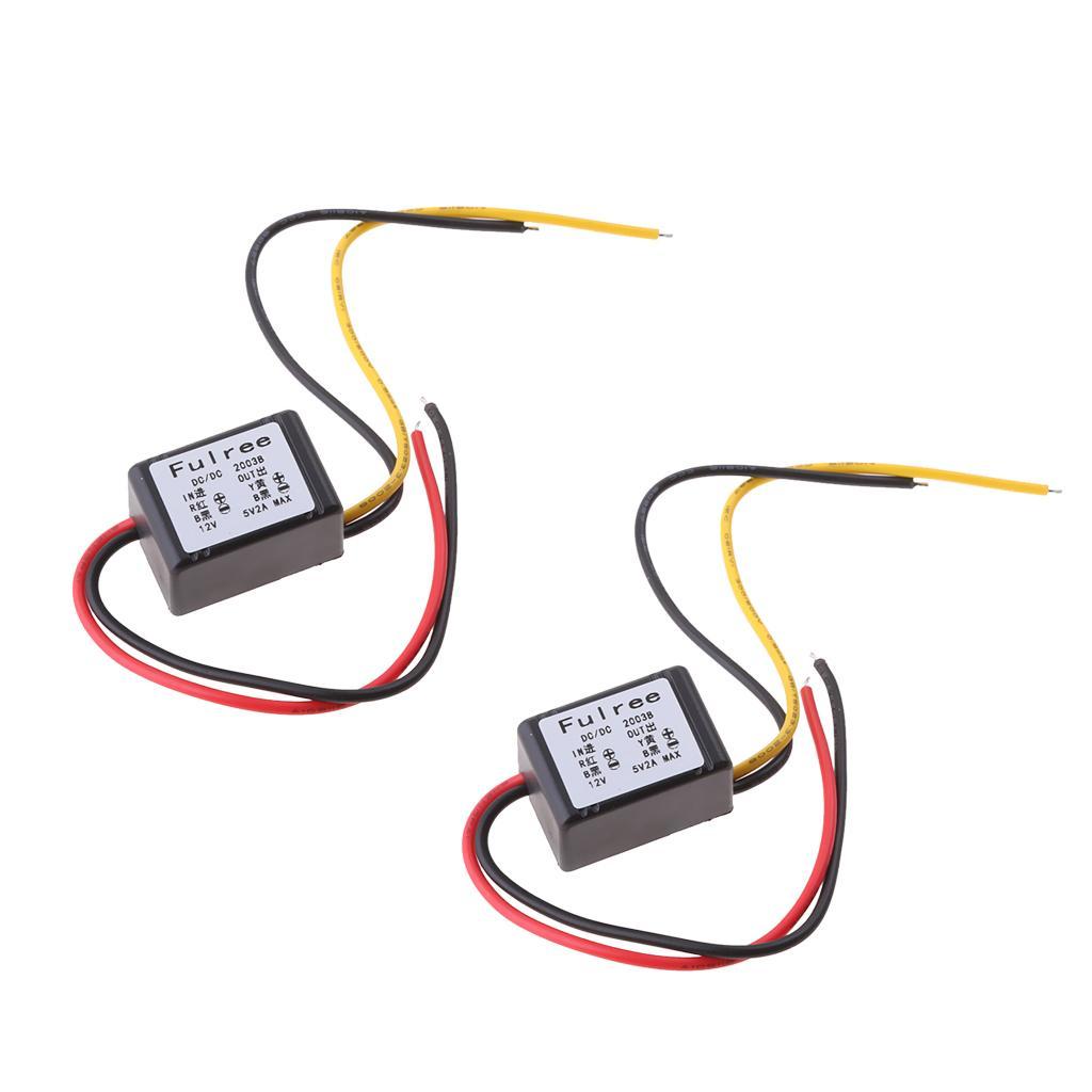 2Pieces DC-DC Power Module 12V to 5V 2A Car Power Adapter