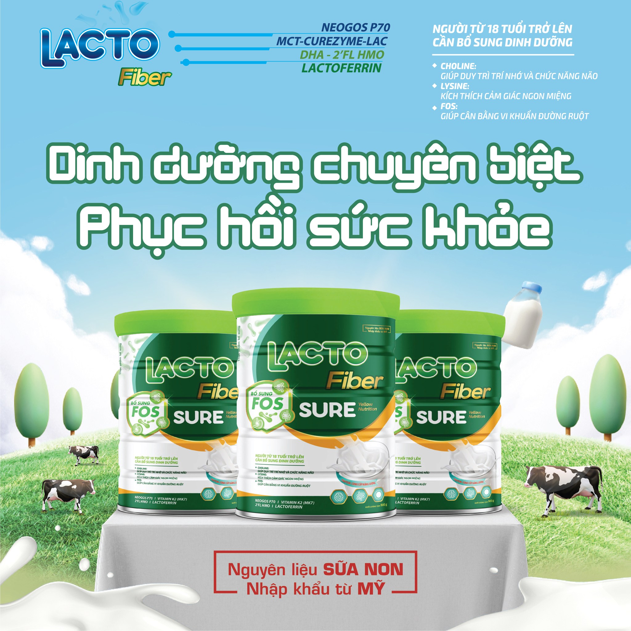 Sữa cho người già Lacto Fiber Sure 900g