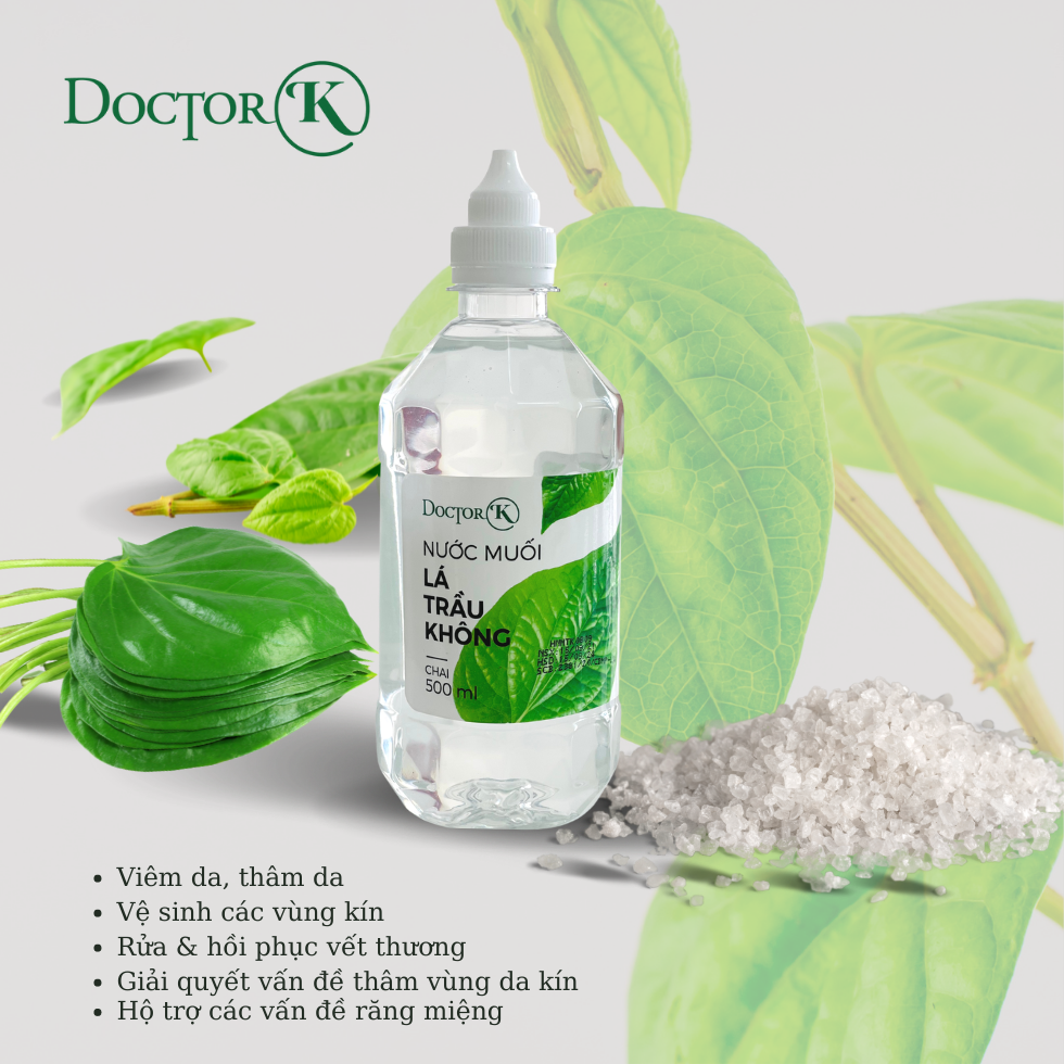 Nước muối sinh lý lá trầu không Doctor K - Trị viêm loét, hôi miệng, mẫn ngứa - an tâm sử dụng
