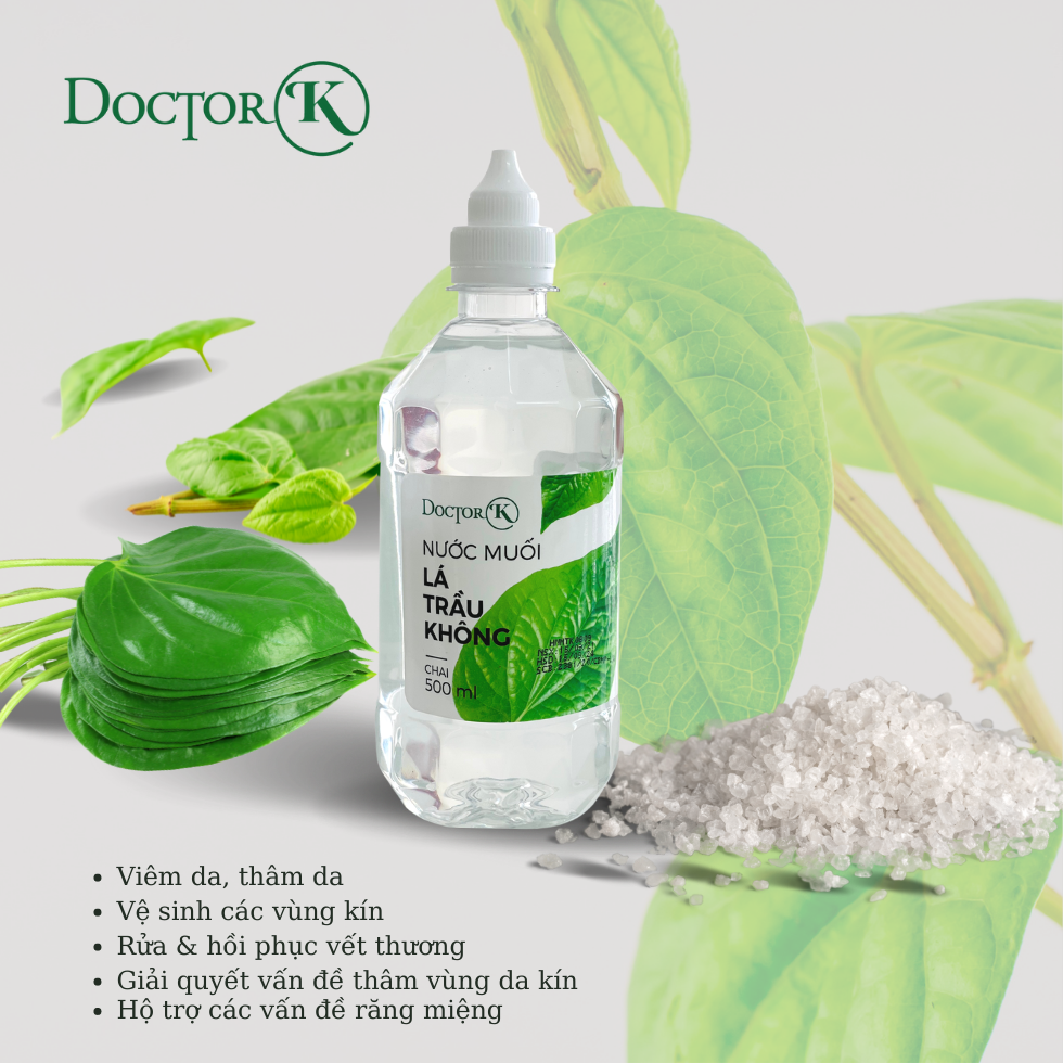 &lt; 1 Chai 500ml&gt; Nước muối sinh lý lá trầu không Doctor K - Trị viêm loét, hôi miệng, mẫn ngứa - an tâm sử dụng