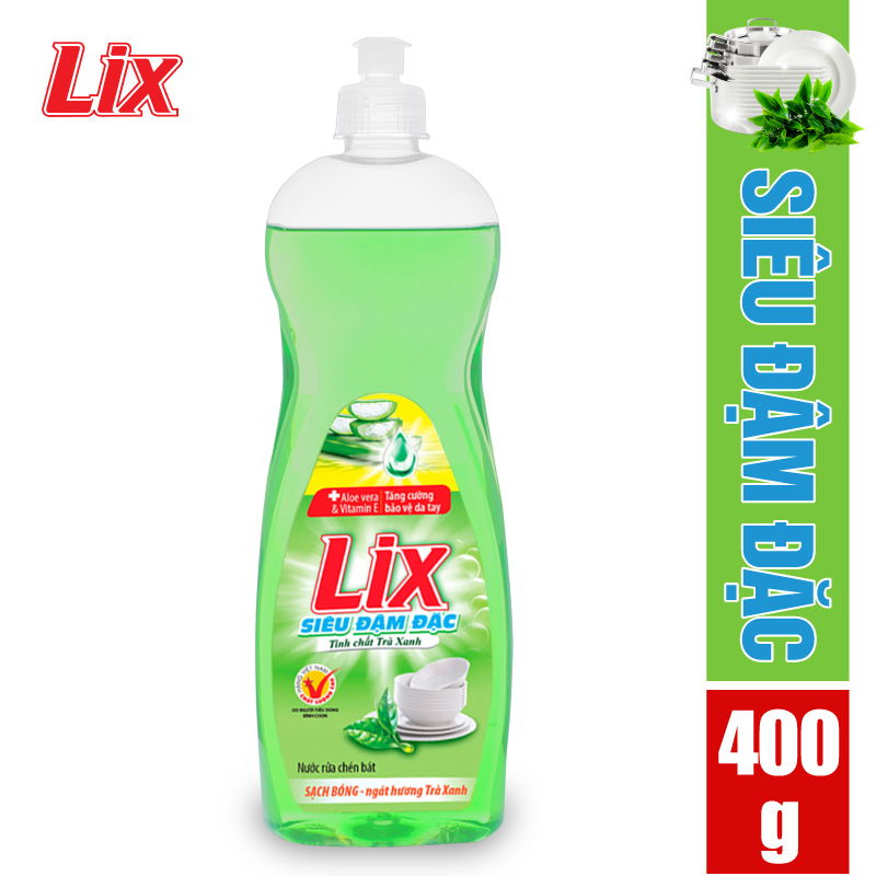 Nước rửa chén Lix siêu đậm đặc rrà xanh 400g TX402