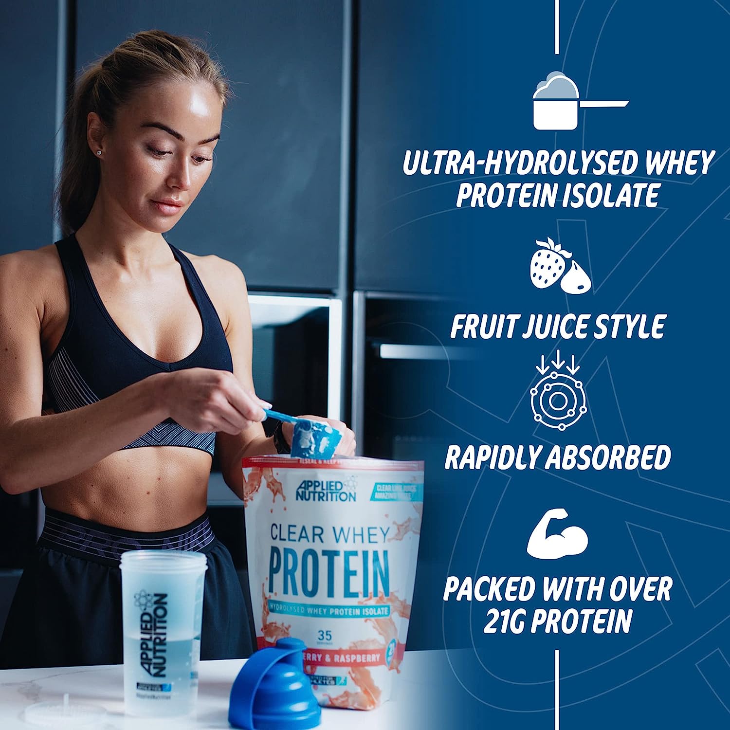 Clear Whey Protein Hyrolyzed Applied Nutrition - Whey Protein Hydrolyzed Hỗ Trợ Tăng Cơ Hấp Thu Nhanh Hương Vị Trái Cây