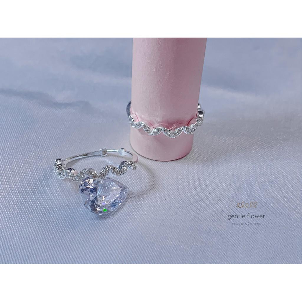 Nhẫn bạc ta nữ đính đá viền lượn sóng thiết kế trẻ trung Gentle Flower