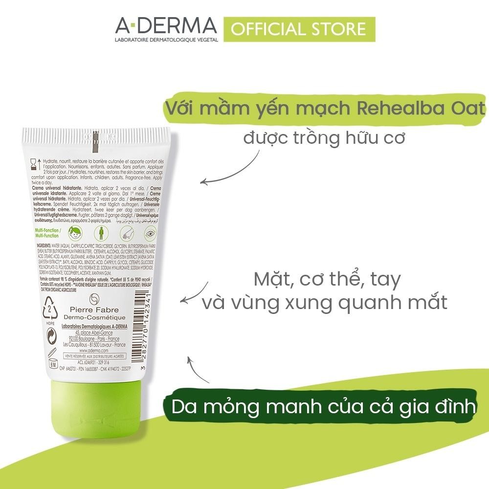Kem dưỡng ẩm hàng ngày cho da mỏng manh A-DERMA UNIVERSAL CREAM HYDRATING 50ml