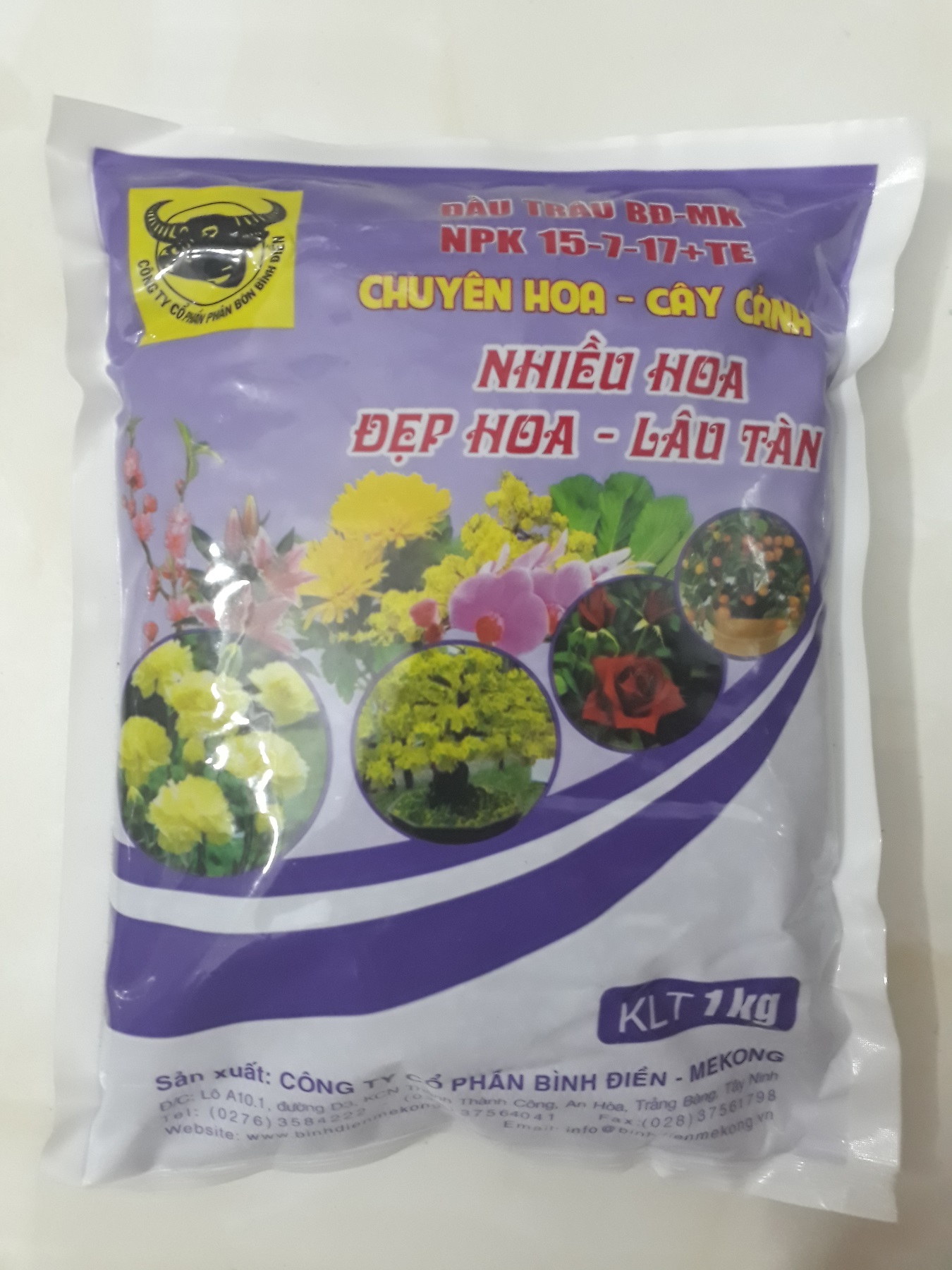 Combo 02 loại Phân bón đầu trâu NPK 17-15-7+TE và 15-7-17+TE cao cấp gói 1KG chuyên hoa - cây cảnh giúp phát triển toàn diện cho hoa và cây cảnh