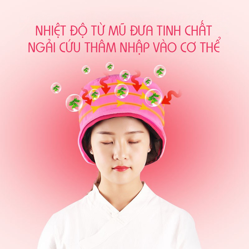 Mũ chườm nóng ngải cứu Mũ chườm nóng bằng điện hỗ trợ giảm đau đầu đau nửa đầu