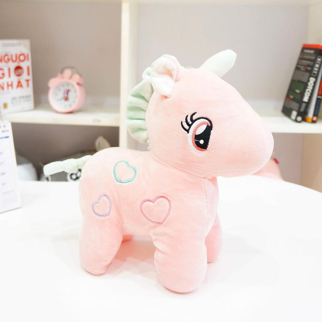 Gấu Bông Unicorn - Kì Lân Pony Một Sừng size 30cm, Thú Nhồi Bông Đáng Yêu, Gối Ôm Cho Bé Ngựa Pony