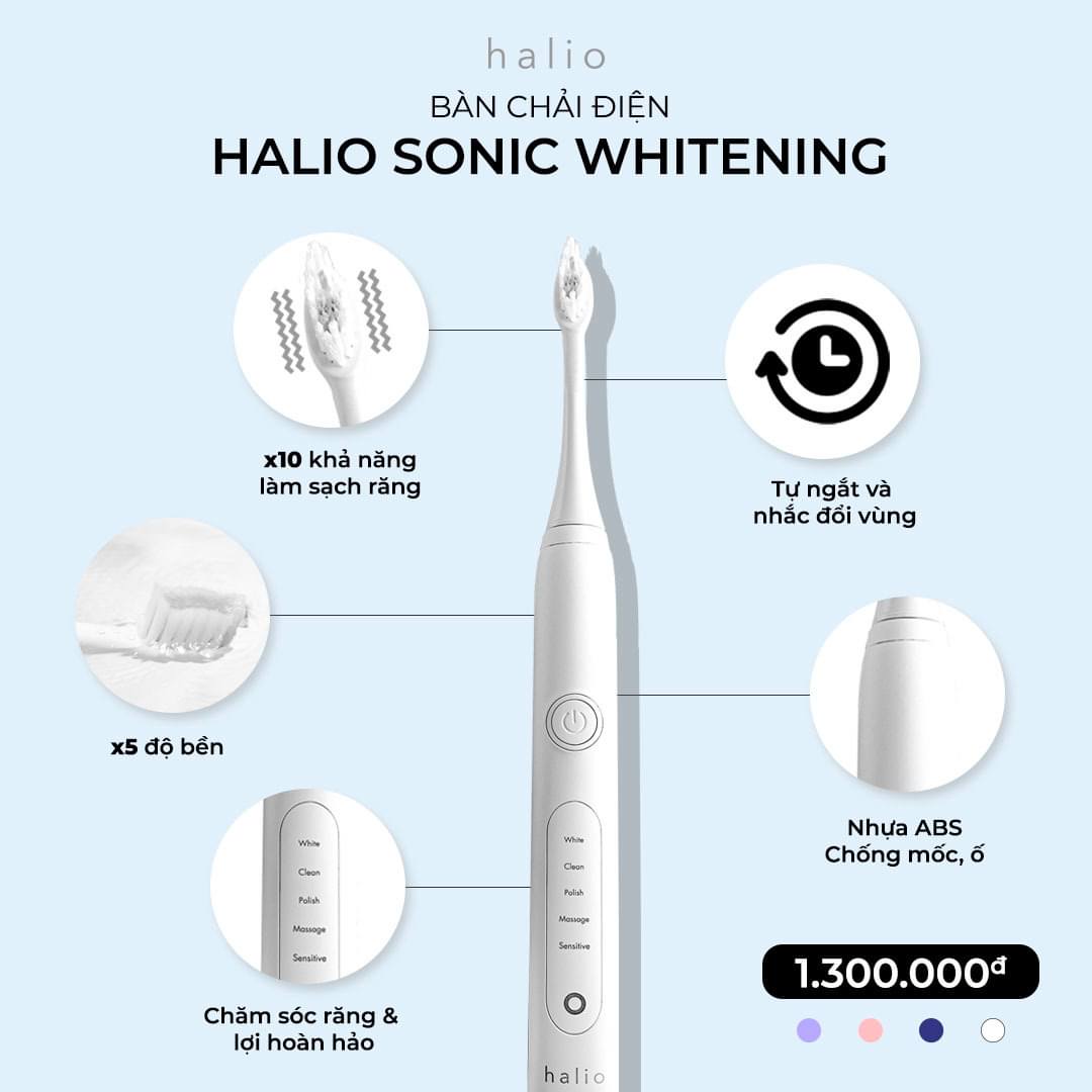 Bàn Chải Điện Halio Sonic Whitening Toothbrush Pro - Màu White Kèm Hộp Đựng