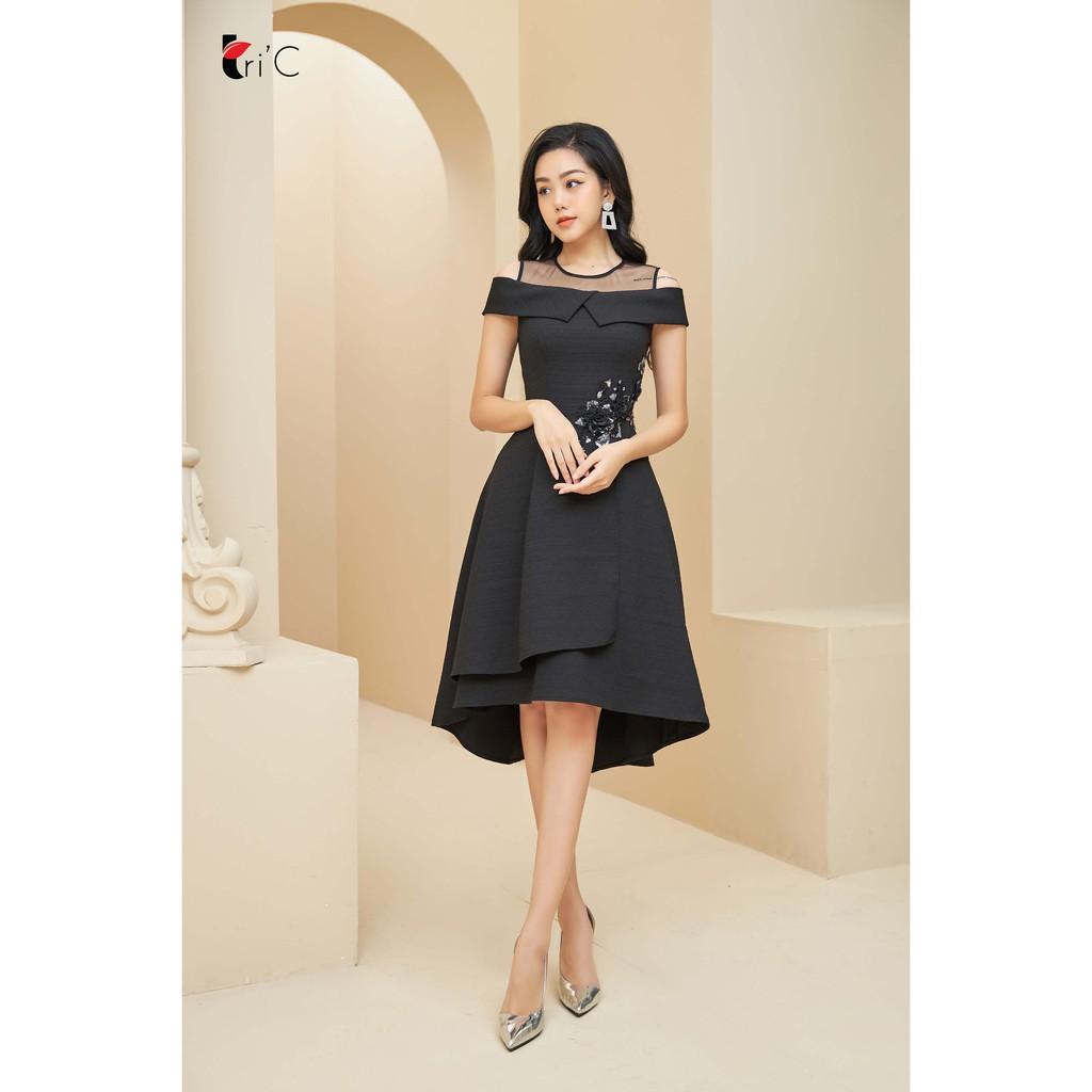 Đầm xòe mullet 2 tà phối lưới đính bông kimsa Tri'C Luxury L071220