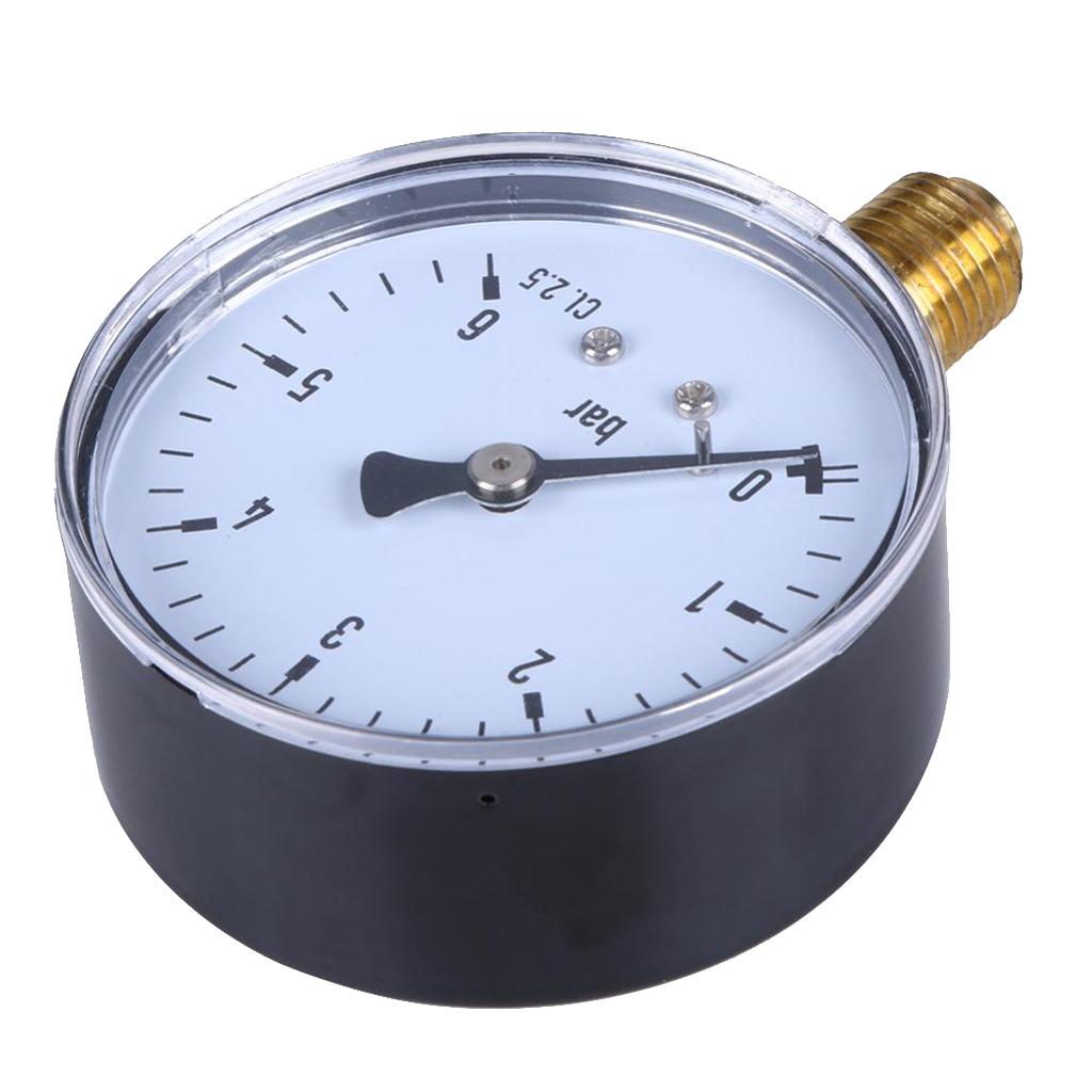 1/4" NPT Side Mount 2.3"Face 6 Bar Compressor Compressed Air Pressure Gauge