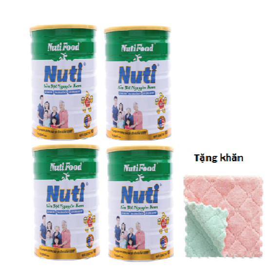 COMBO 04 hộp Sữa bột Nguyên kem Nutifood giành cho cả gia đình-> Tặng ngay khăn đang năng mềm mịn