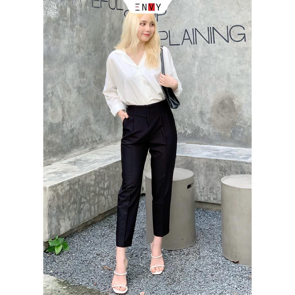 Quần tây nữ ENVY QK12, Quần tây baggy công sở chất liệu cotton lạnh dày dặn