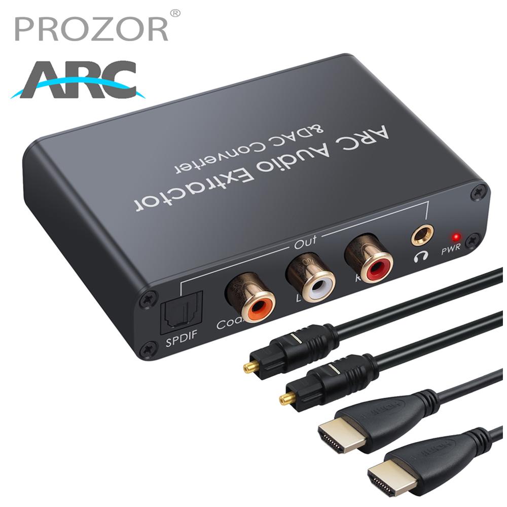 PROZOR DAC Bộ Chuyển Đổi Âm Thanh Kênh Trả Lại Âm Thanh Tương Thích HDMI Kỹ Thuật Số Sang Quang Học Đồng Trục Sang Analog Bộ Chuyển Đổi Âm Thanh 3.5Mm