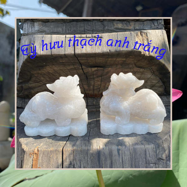 Tỳ hưu thạch anh trắng NHASAN THD07 nặng 4.62kg, kích thước: cao 12cm x dài 17cm x ngang 6.5cm