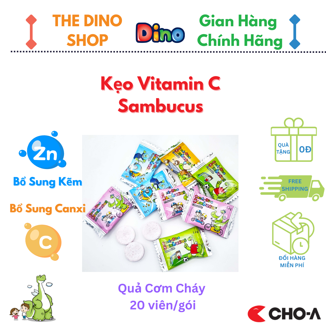 Kẹo Dino Sambucus Bổ Sung Kẽm Và Vitamin C Giúp Trẻ Ăn Ngon (20 viên/gói)