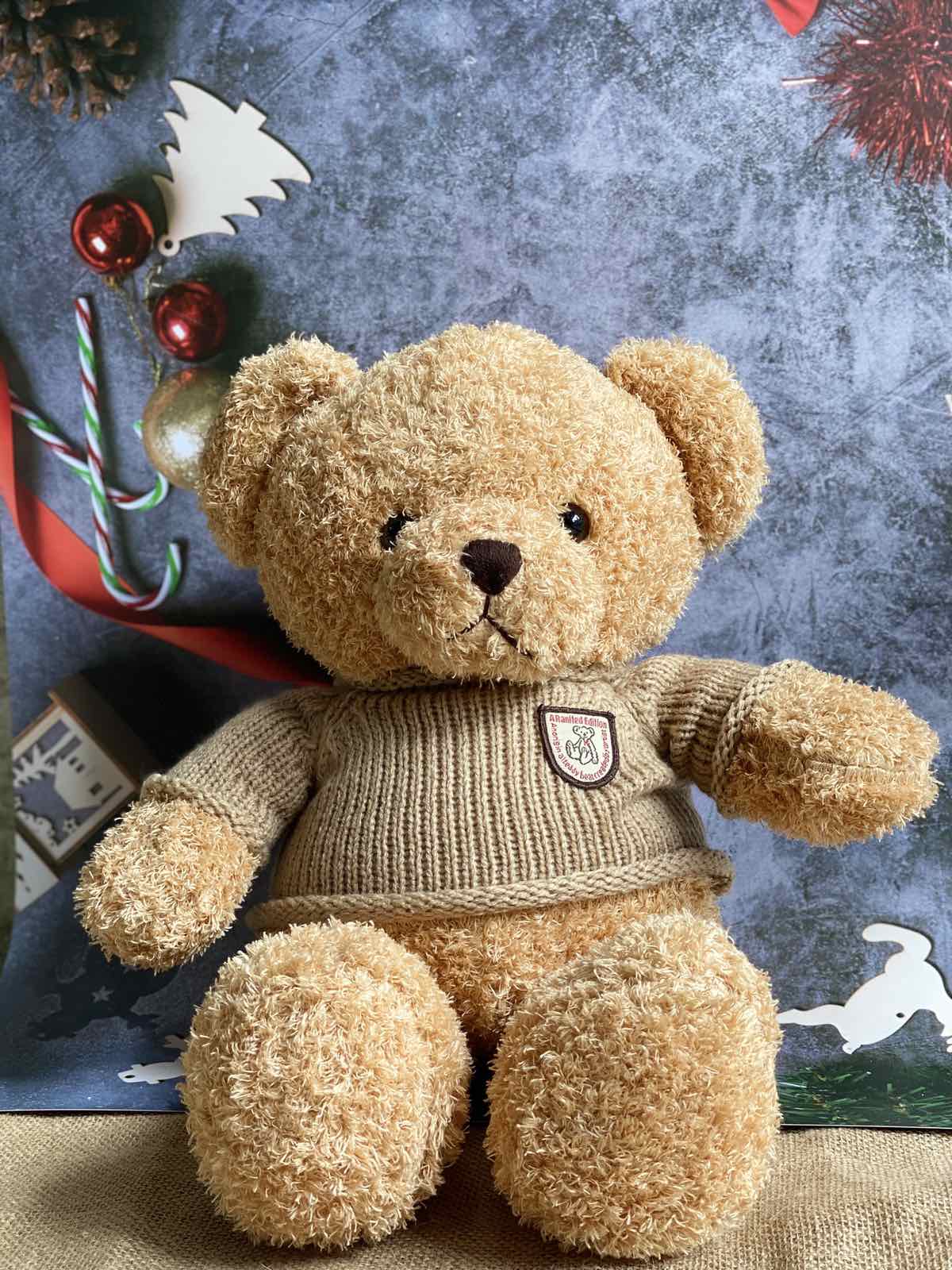 Gấu Bông Teddy Mặc Áo Len Be - 45cm