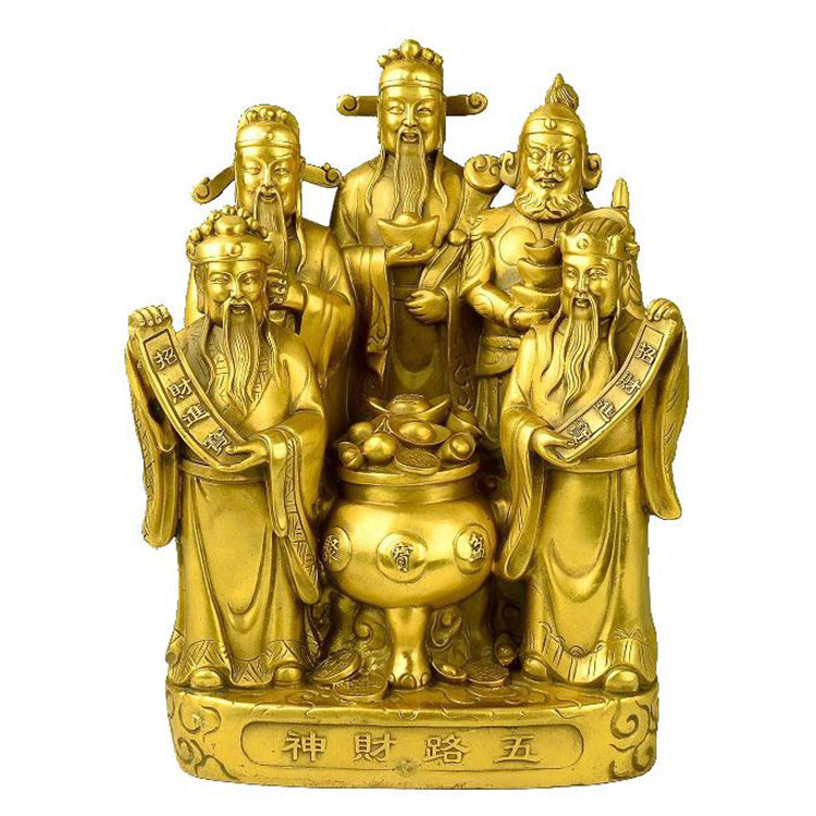 Tượng ngũ phúc Ngũ Hộ Thần Tài bằng đồng thau cỡ trung